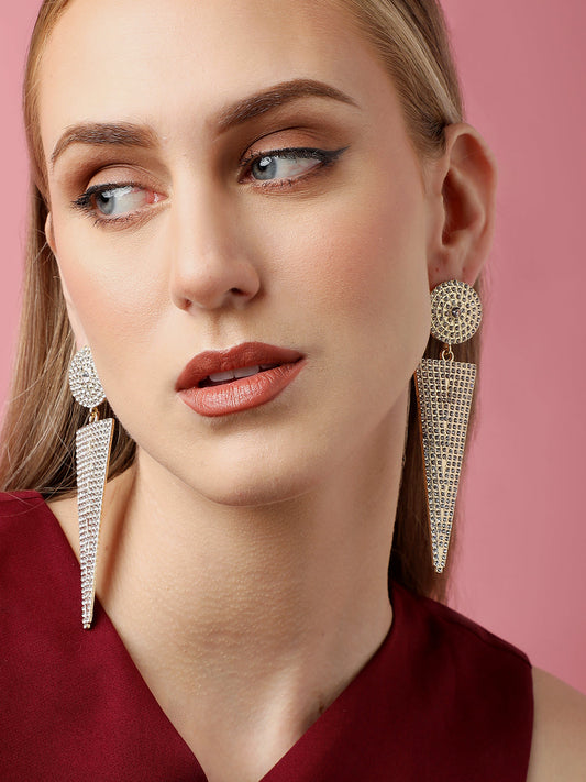 Gold Plated Party Designer Stone Drop Earring For Women