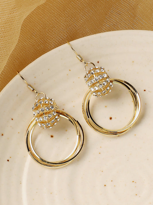 Gold Plated Party Designer Stone Drop Earring For Women