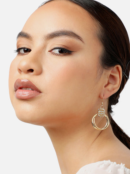 Gold Plated Party Designer Stone Drop Earring For Women