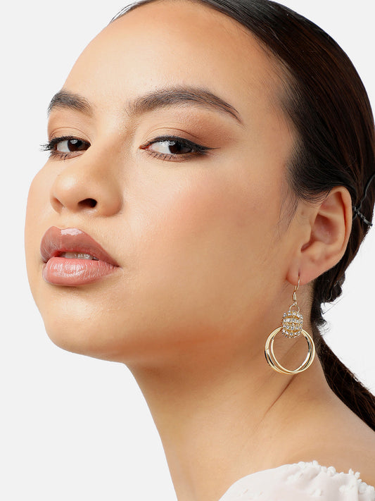 Gold Plated Party Designer Stone Drop Earring For Women