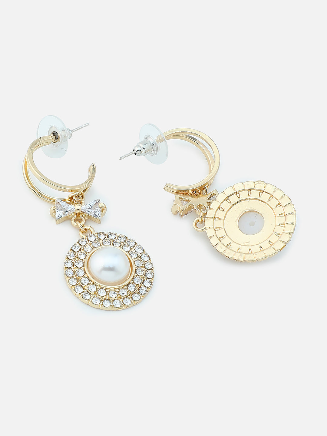 Gold Plated Party Designer Stone and Pearls Drop Earring For Women