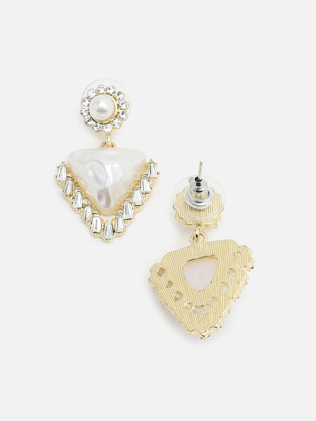 Gold Plated Party Designer Stone and Pearls Drop Earring For Women