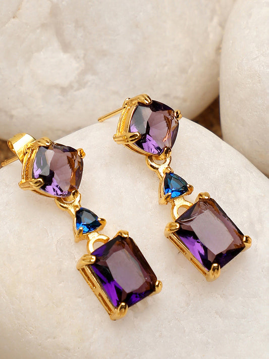 Gold Plated Party Designer Stone Drop Earring For Women