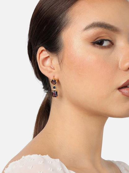 Gold Plated Party Designer Stone Drop Earring For Women