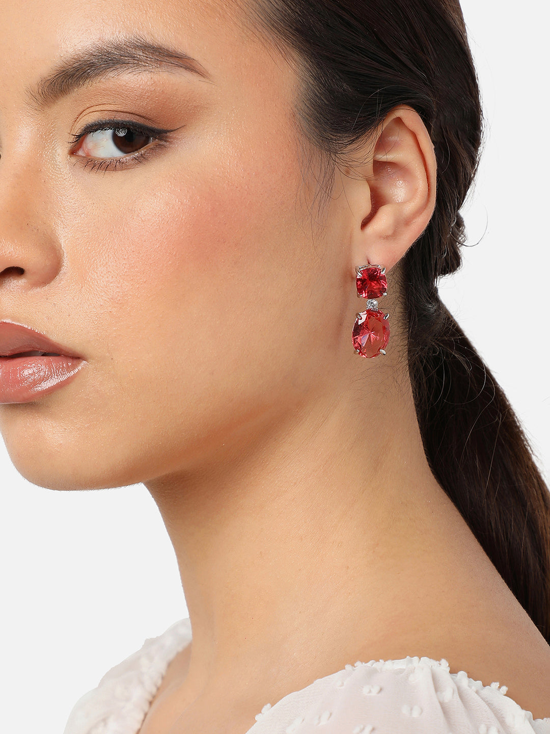 Gold Plated Party Designer Stone Drop Earring For Women