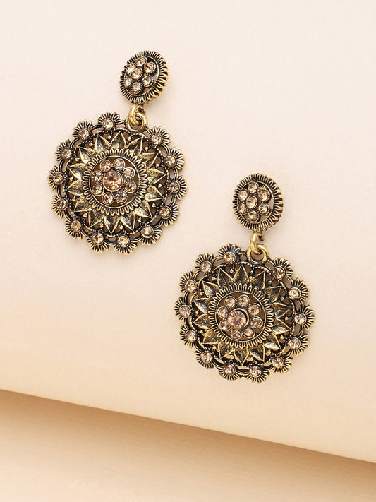 Gold Plated Party Designer Stone Drop Earring For Women