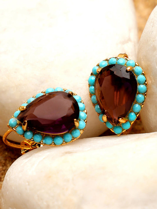Gold Plated Party Designer Stone Drop Earring For Women