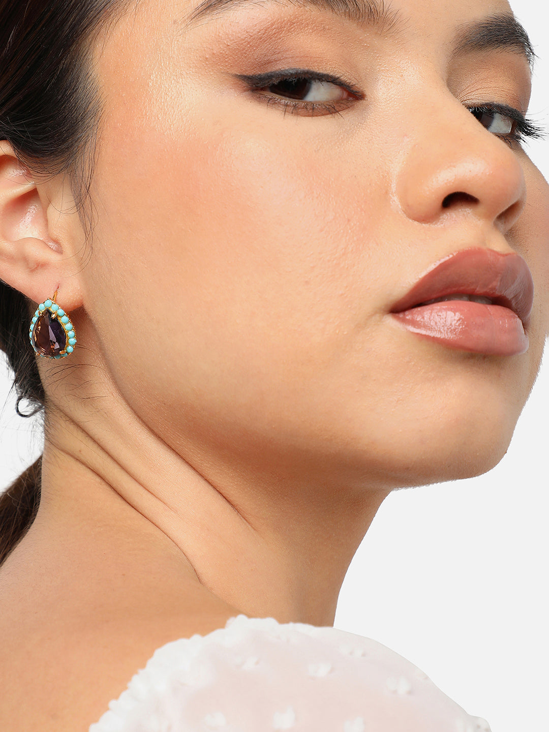 Gold Plated Party Designer Stone Drop Earring For Women