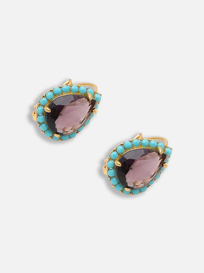 Gold Plated Party Designer Stone Drop Earring For Women