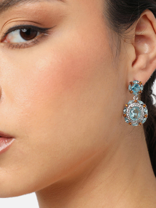 Gold Plated Party Designer Stone Drop Earring For Women