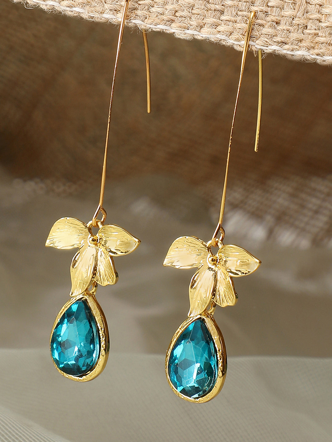 Gold Plated Party Designer Stone Drop Earring For Women