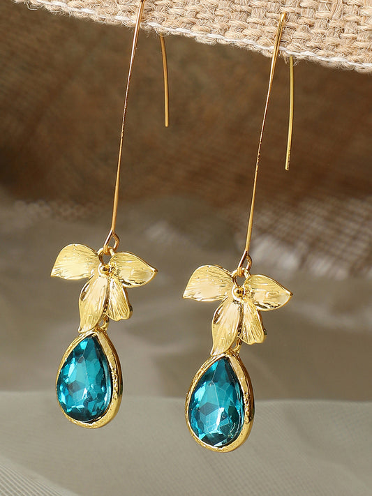 Gold Plated Party Designer Stone Drop Earring For Women