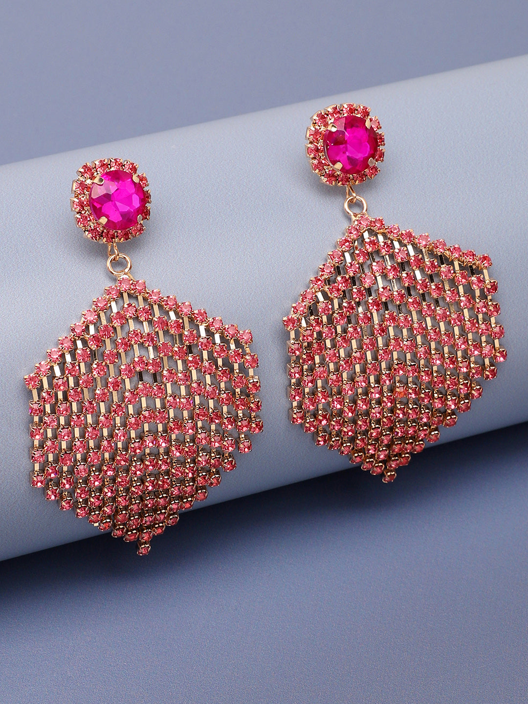 Gold Plated Party Designer Stone Drop Earring For Women