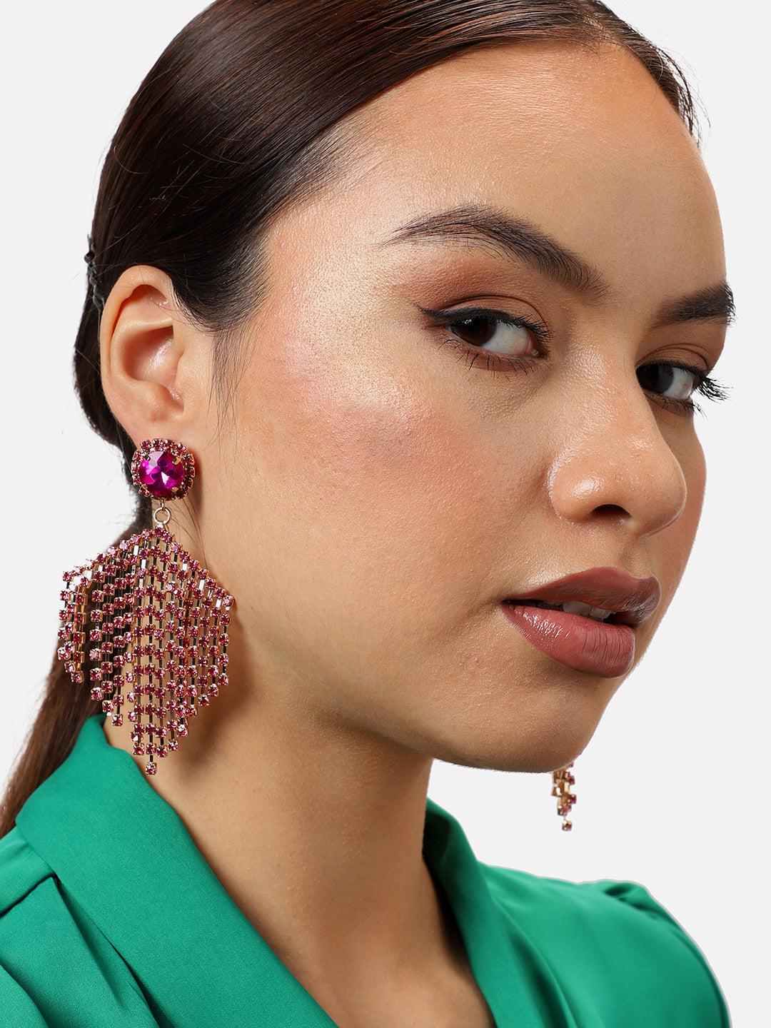 Gold Plated Party Designer Stone Drop Earring For Women