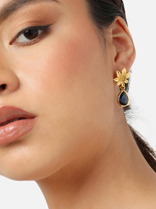 Gold Plated Party Designer Stone Drop Earring For Women