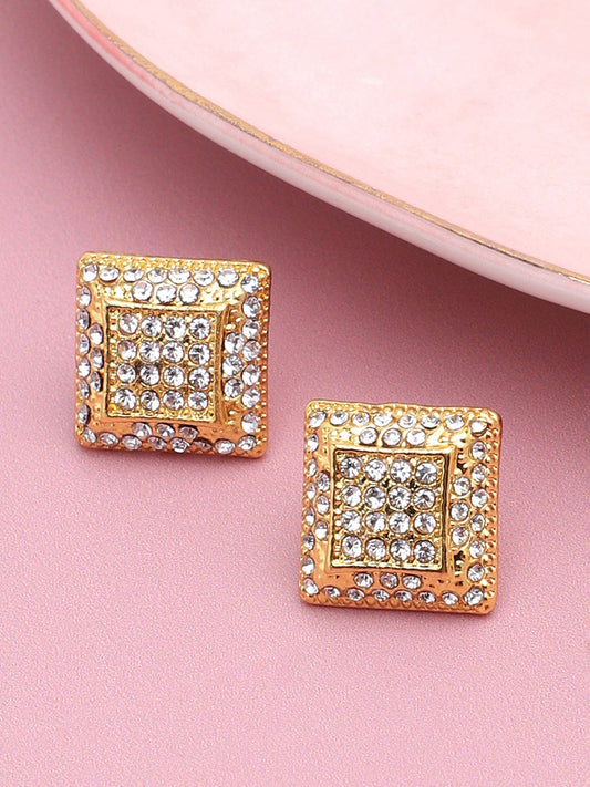Gold Plated Party Designer Stone Stud For Women