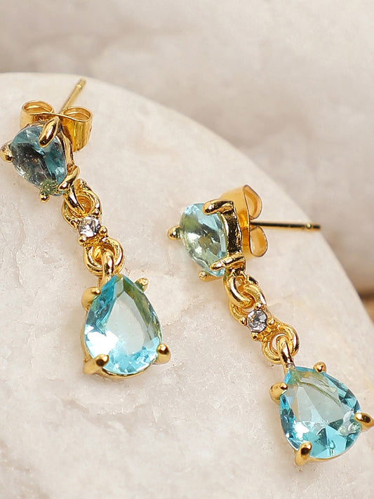 Gold Plated Party Designer Stone Drop Earring For Women