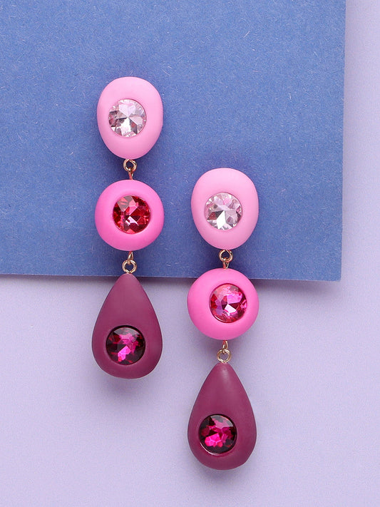 Gold Plated Party Designer Stone Drop Earring For Women