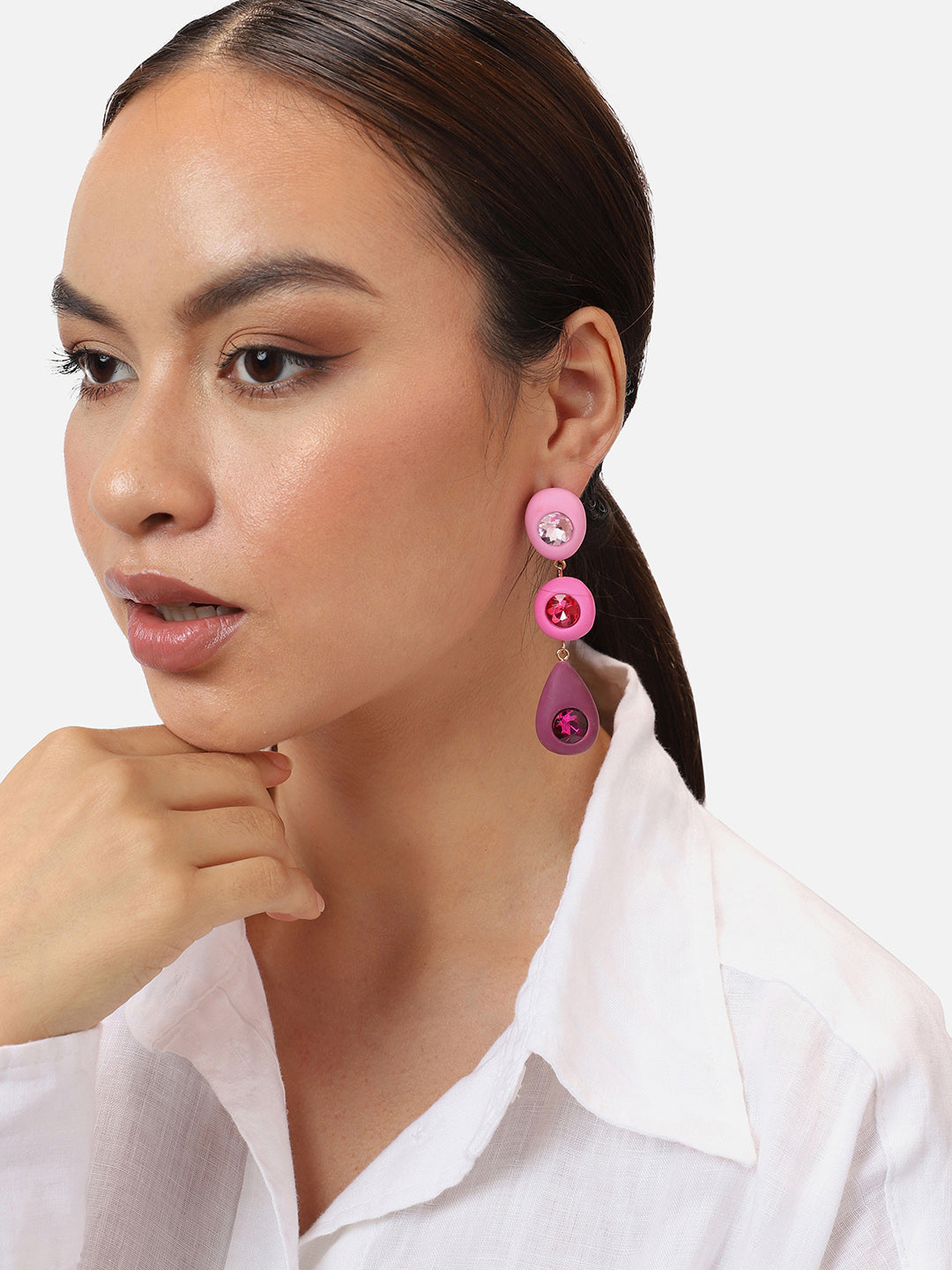 Gold Plated Party Designer Stone Drop Earring For Women