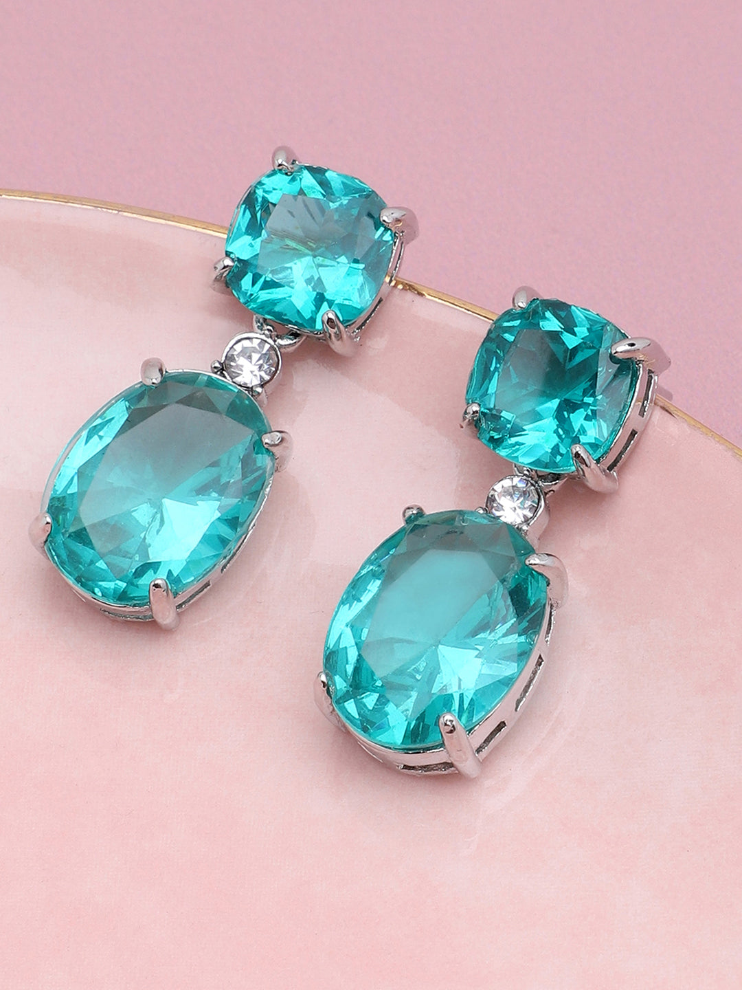 Gold Plated Party Designer Stone Drop Earring For Women