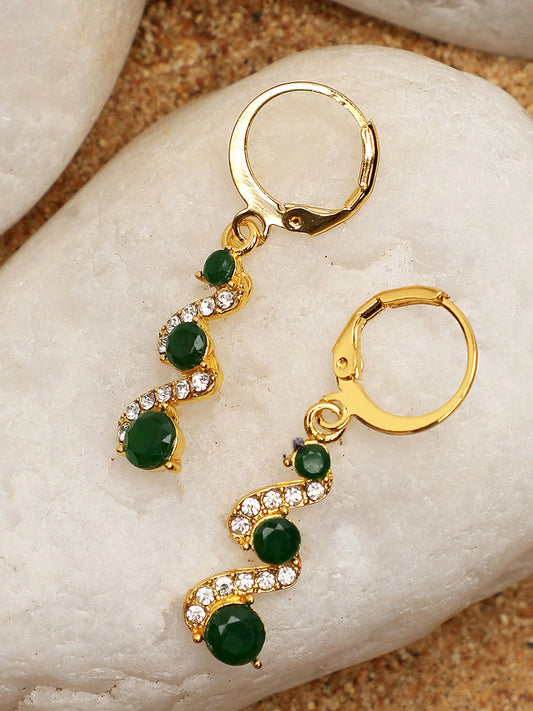 Gold Plated Party Designer Stone Drop Earring For Women