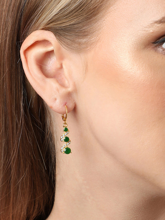 Gold Plated Party Designer Stone Drop Earring For Women