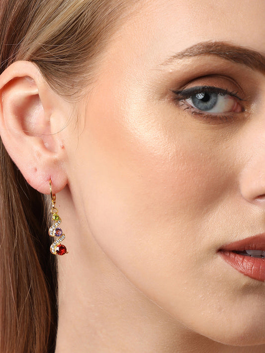 Gold Plated Party Designer Stone Drop Earring For Women