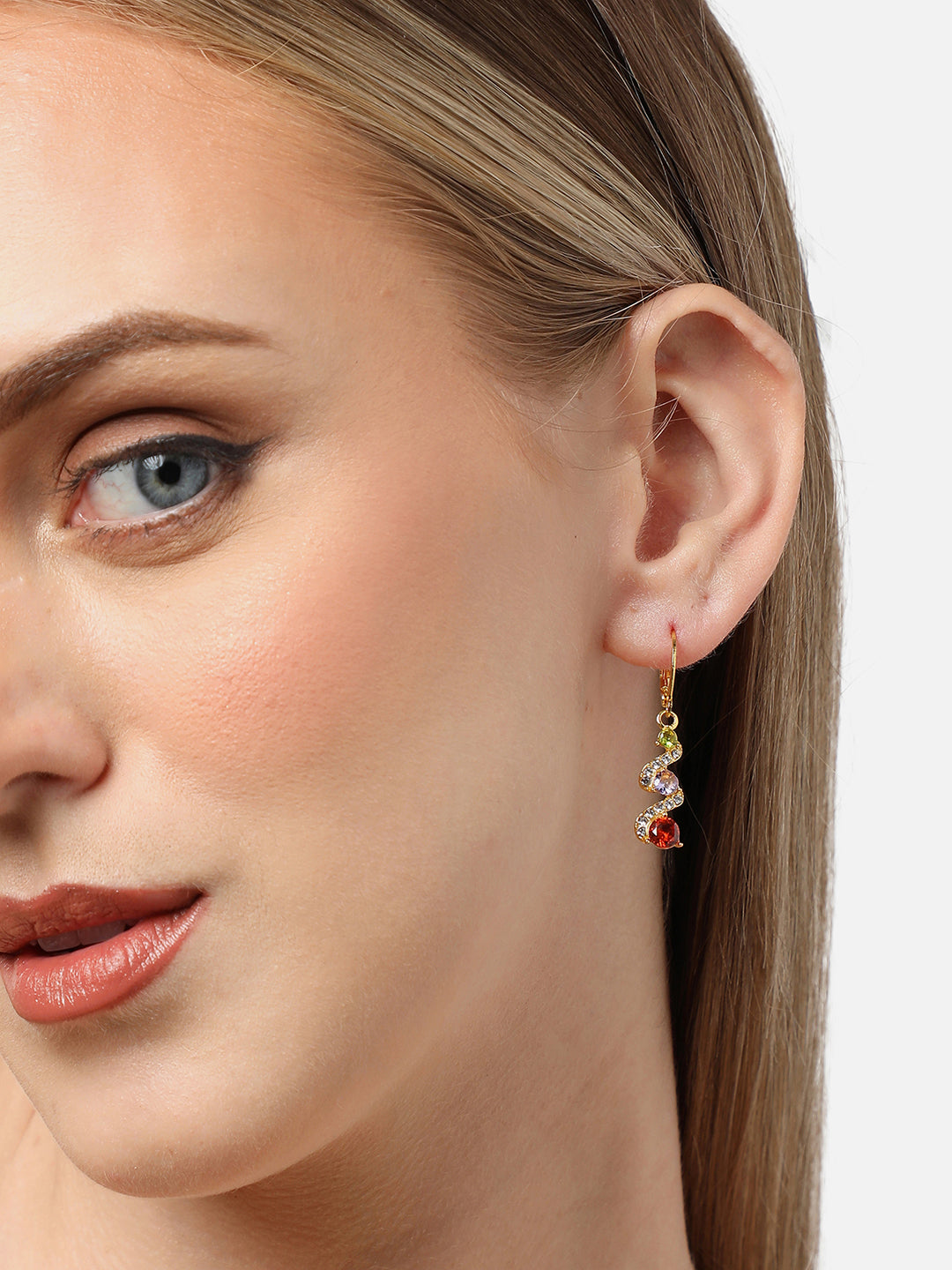 Gold Plated Party Designer Stone Drop Earring For Women