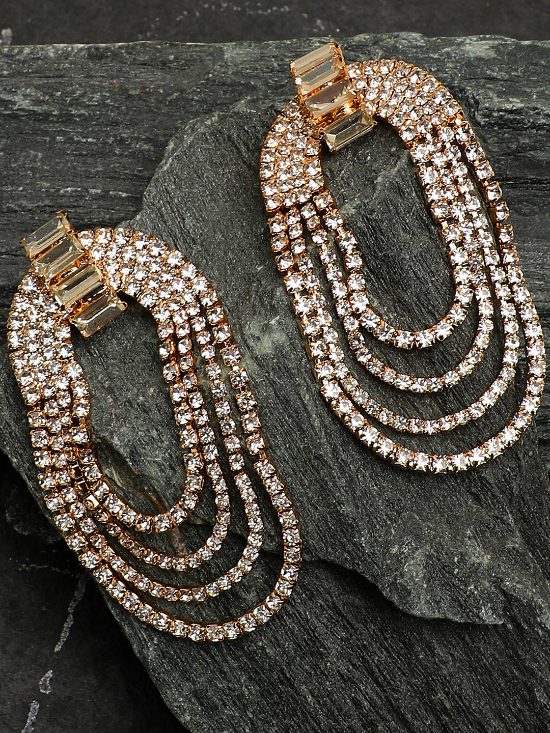Gold Plated Party Designer Stone Drop Earring For Women