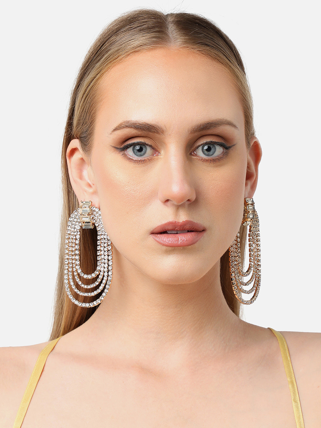 Gold Plated Party Designer Stone Drop Earring For Women