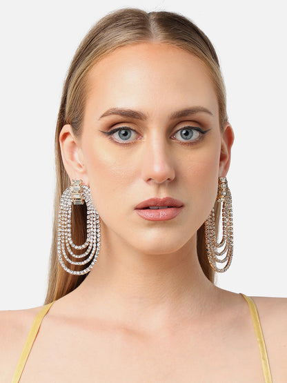 Gold Plated Party Designer Stone Drop Earring For Women