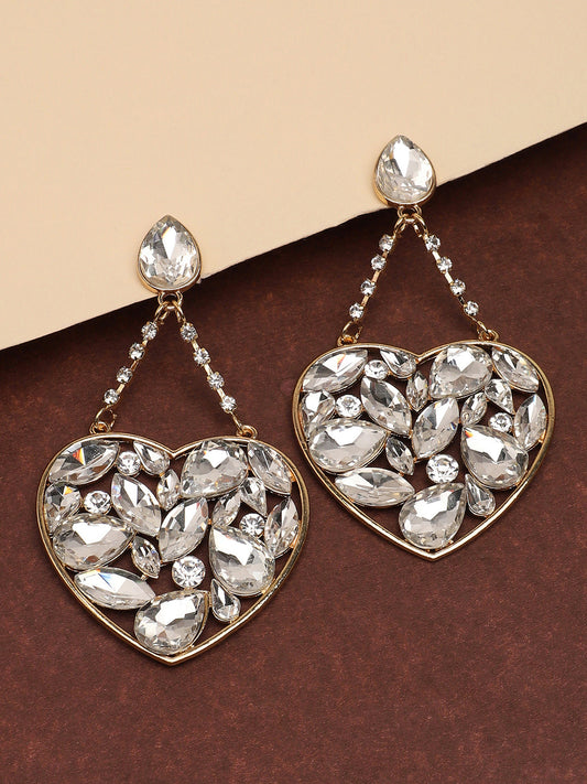 Gold Plated Party Designer Stone Drop Earring For Women