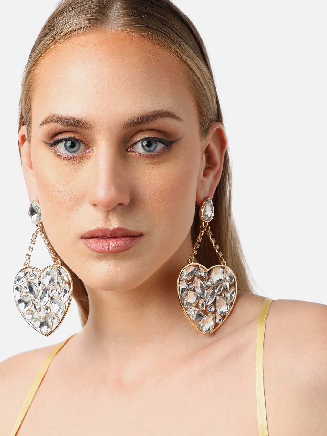 Gold Plated Party Designer Stone Drop Earring For Women