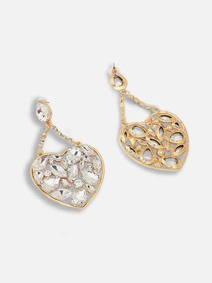 Gold Plated Party Designer Stone Drop Earring For Women