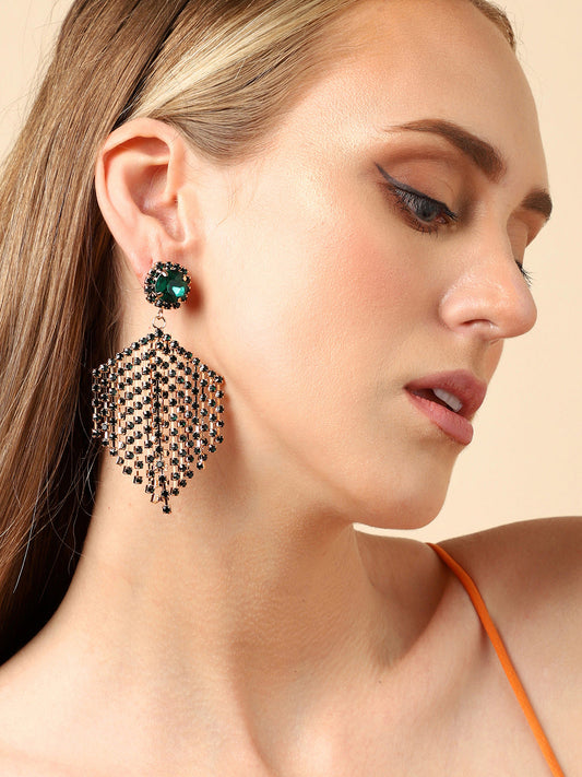 Gold Plated Party Designer Stone Drop Earring For Women