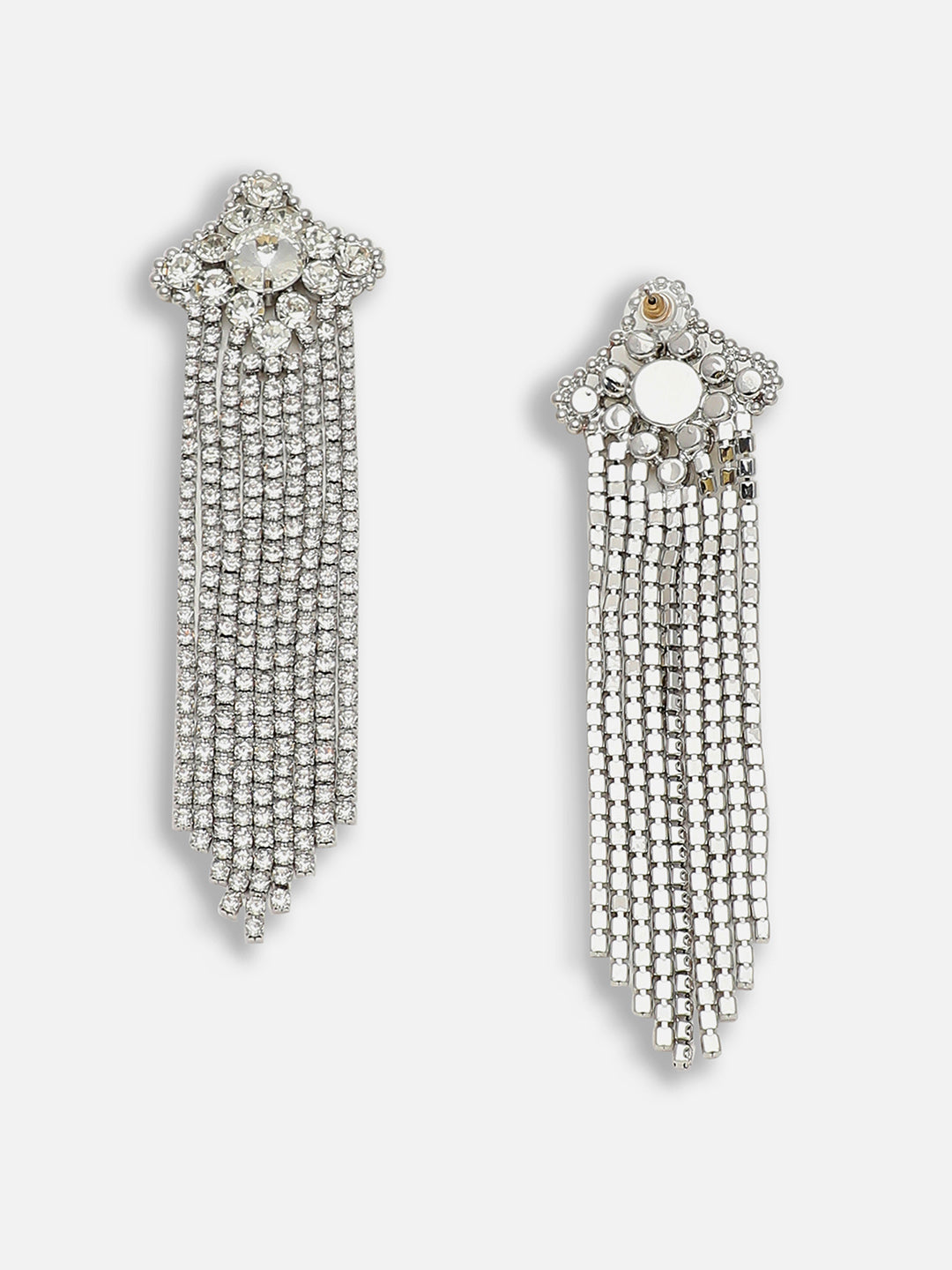 Silver Plated Party Designer Stone Drop Earring For Women