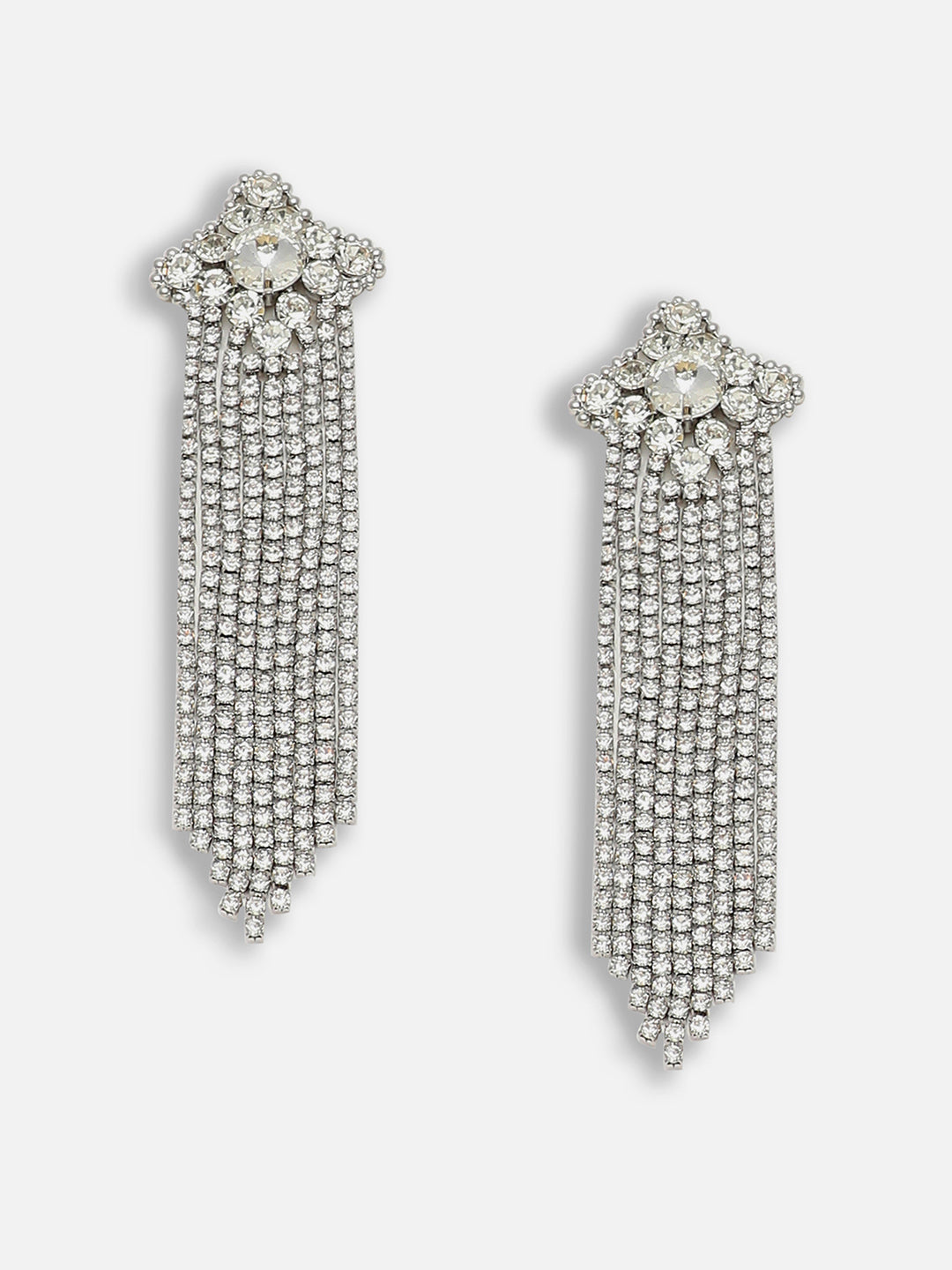 Silver Plated Party Designer Stone Drop Earring For Women