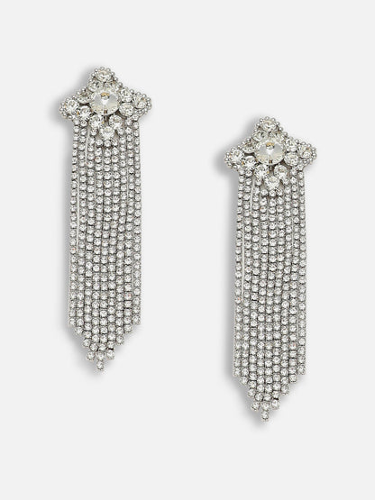 Silver Plated Party Designer Stone Drop Earring For Women