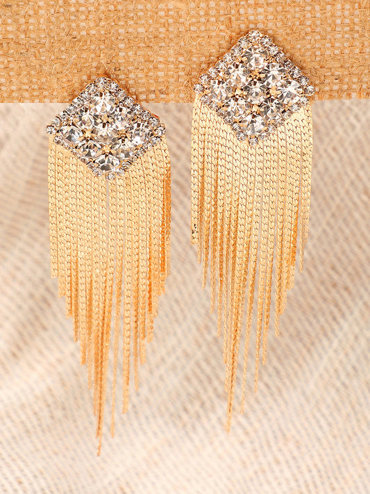 Gold Plated Party Designer Stone Drop Earring For Women