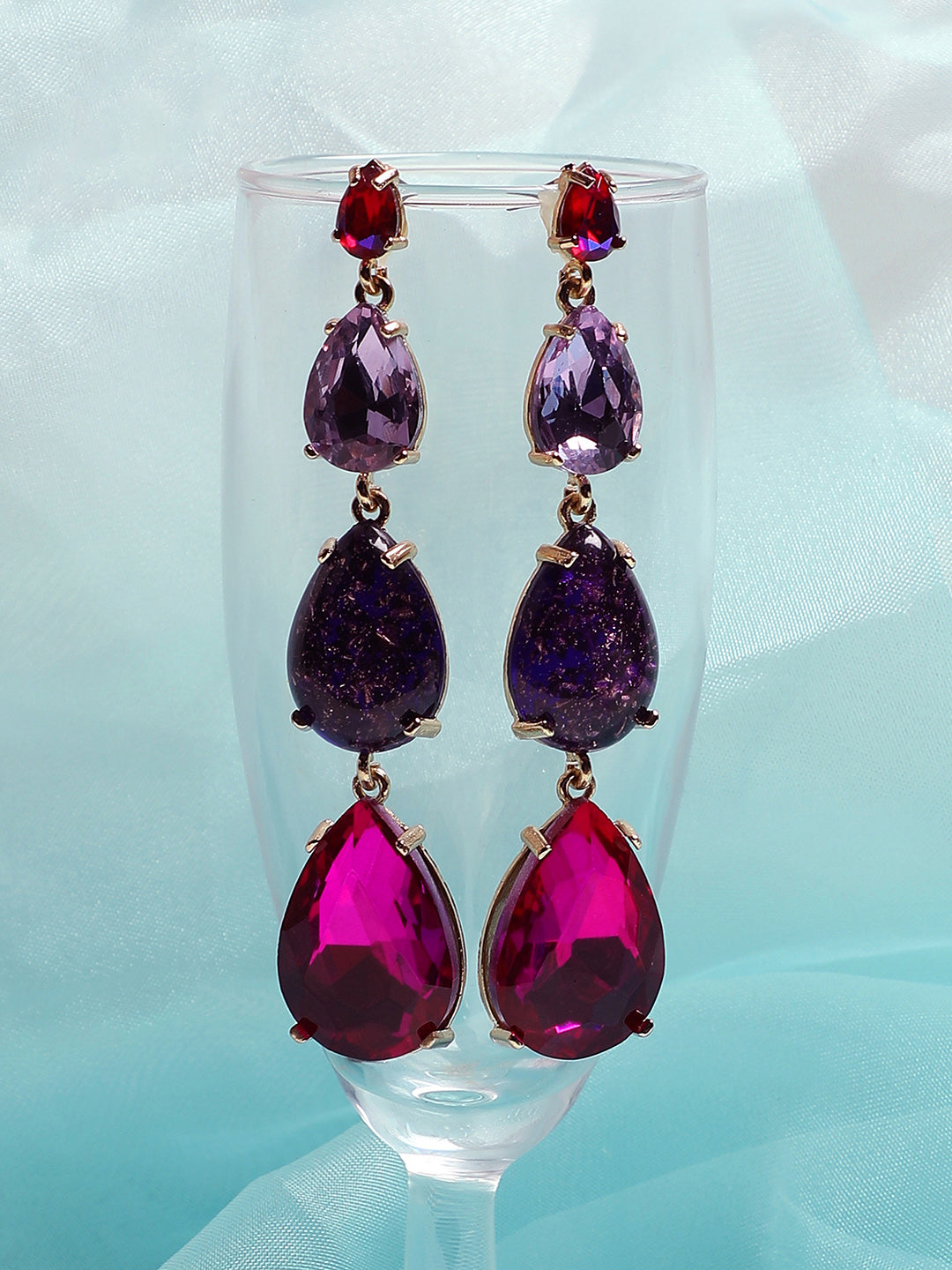 Gold Plated Party Designer Stone Drop Earring For Women