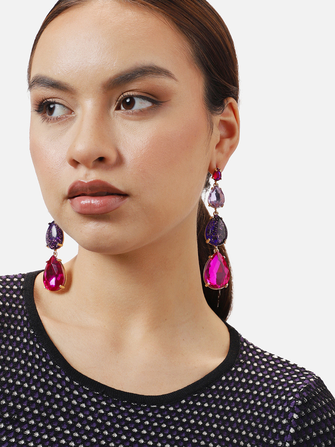 Gold Plated Party Designer Stone Drop Earring For Women