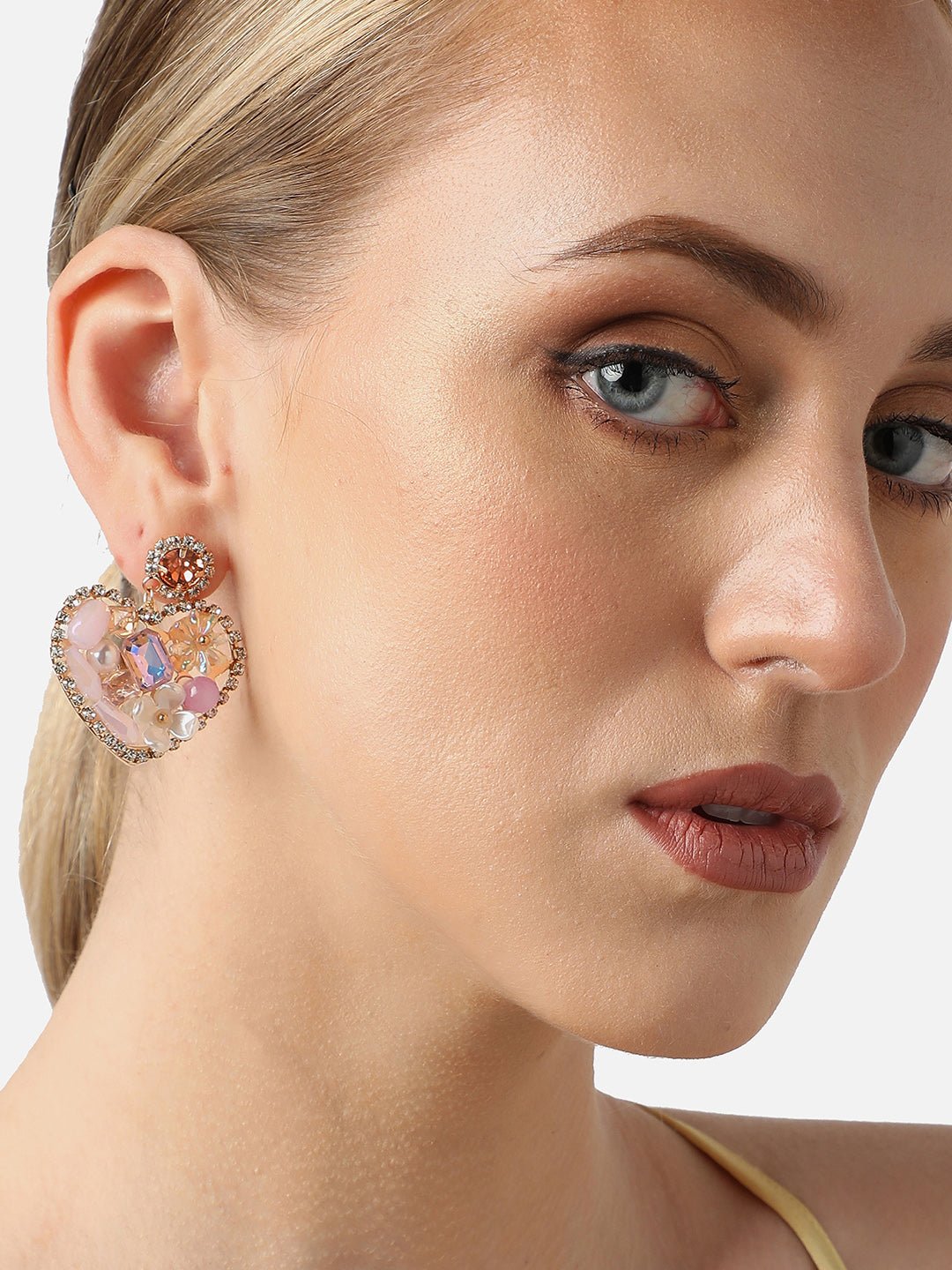Gold Plated Party Designer Stone Drop Earring For Women