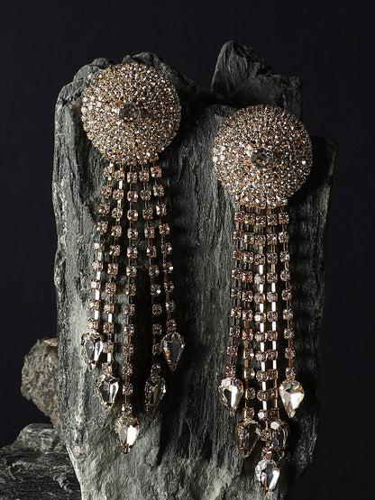 Gold Plated Party Designer Stone Drop Earring For Women