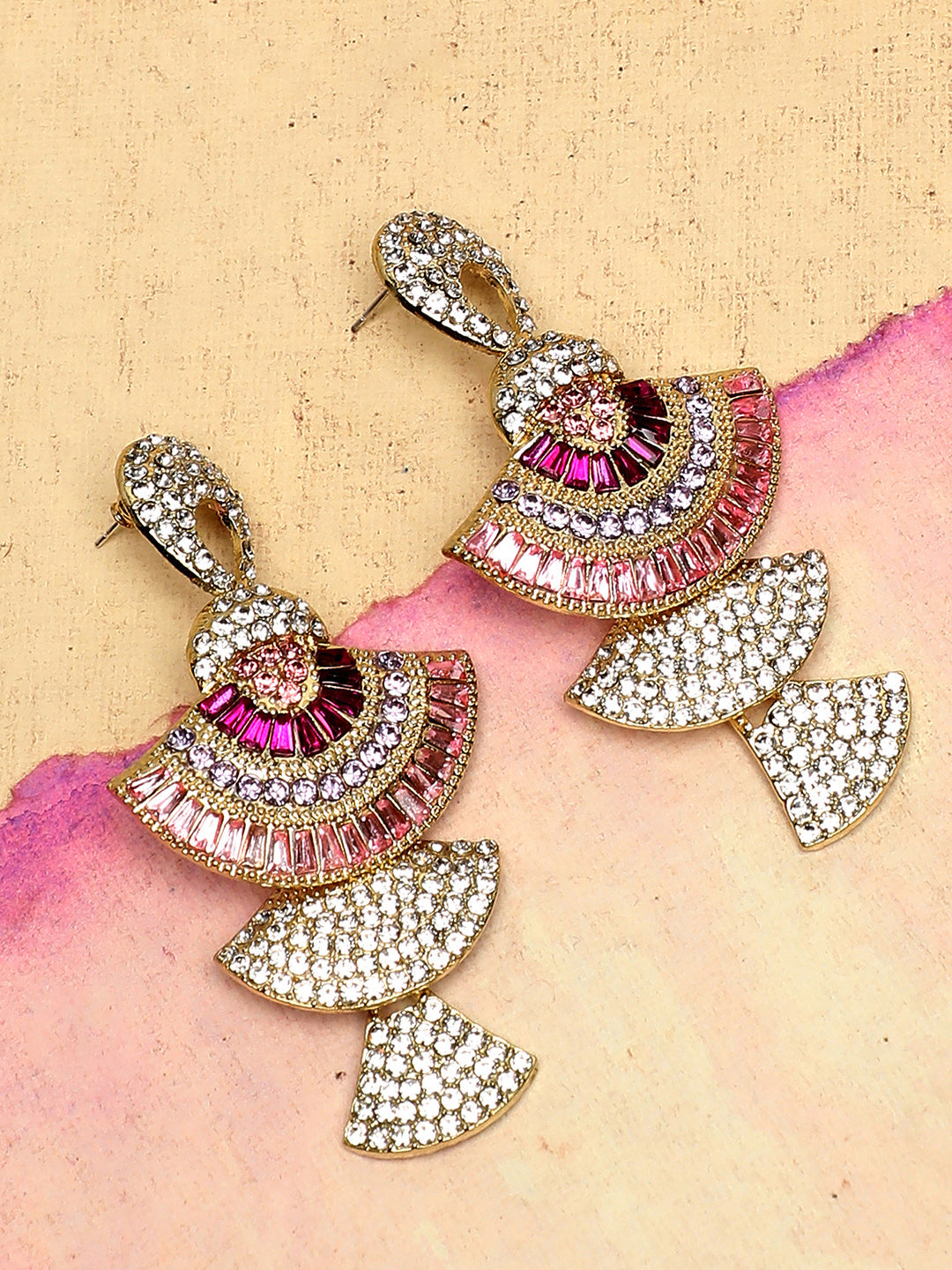 Gold Plated Party Designer Stone Drop Earring For Women