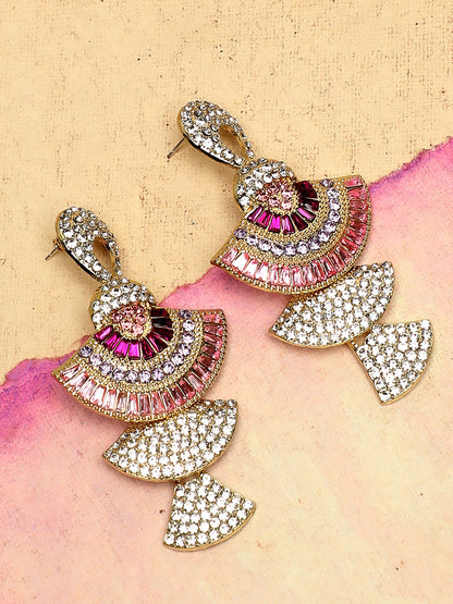 Gold Plated Party Designer Stone Drop Earring For Women