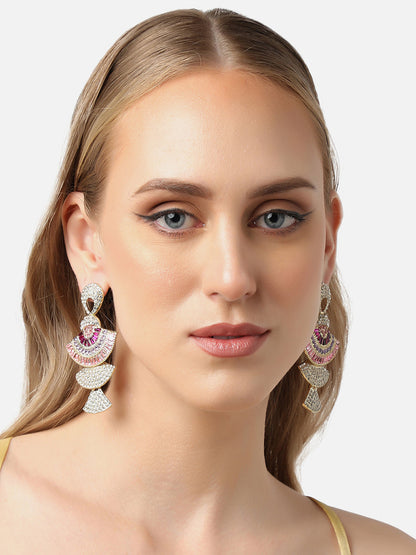 Gold Plated Party Designer Stone Drop Earring For Women