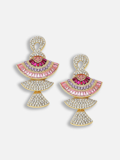 Gold Plated Party Designer Stone Drop Earring For Women