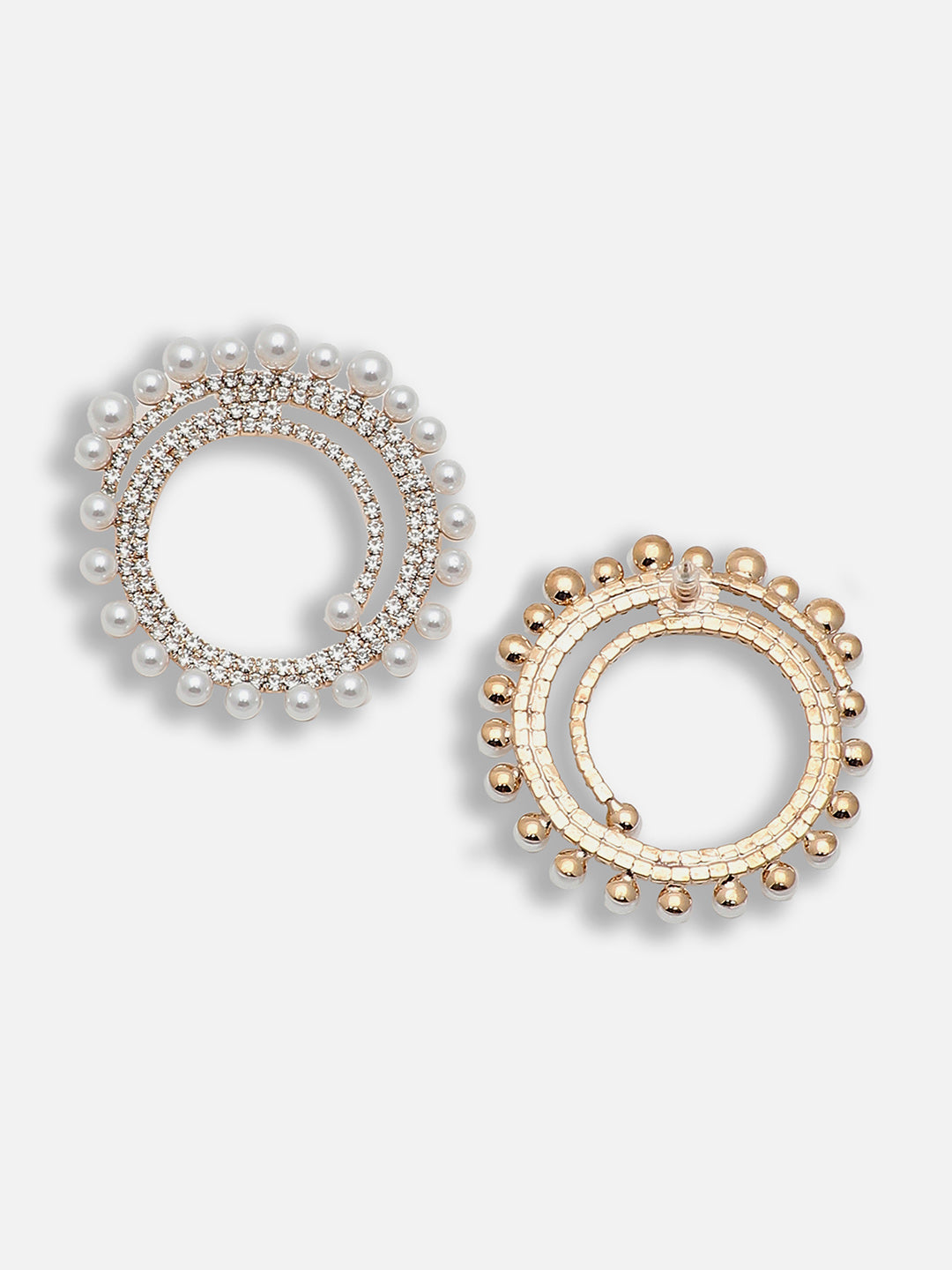 Gold Plated Party Designer Stone and Pearls Stud For Women