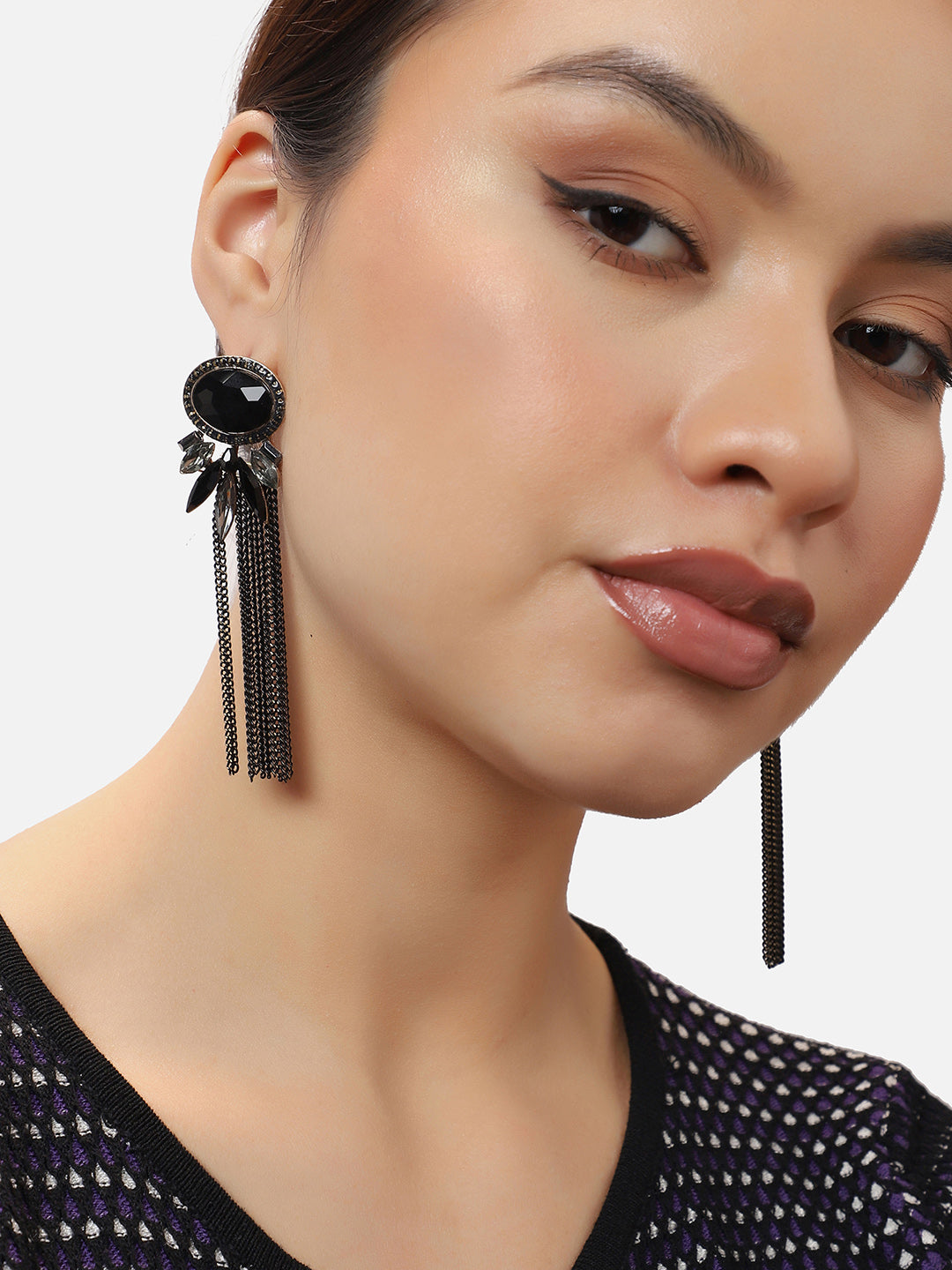 Gold Plated Party Designer Stone Drop Earring For Women