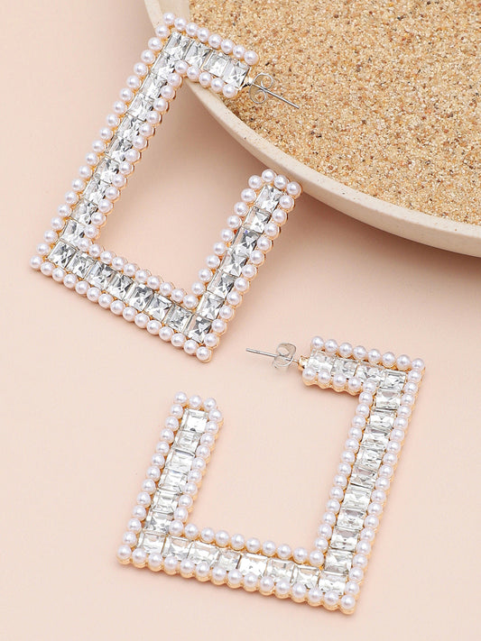 Gold Plated Party Designer Stone Hoop Earring For Women